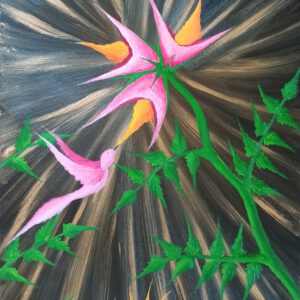 Fantasie Blume Öl auf Leinwand 70x50 cm