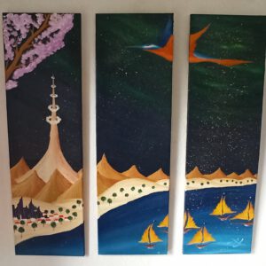 Der einsame Berg Öl auf Leinwand 100x90 cm (3x100x30 cm)