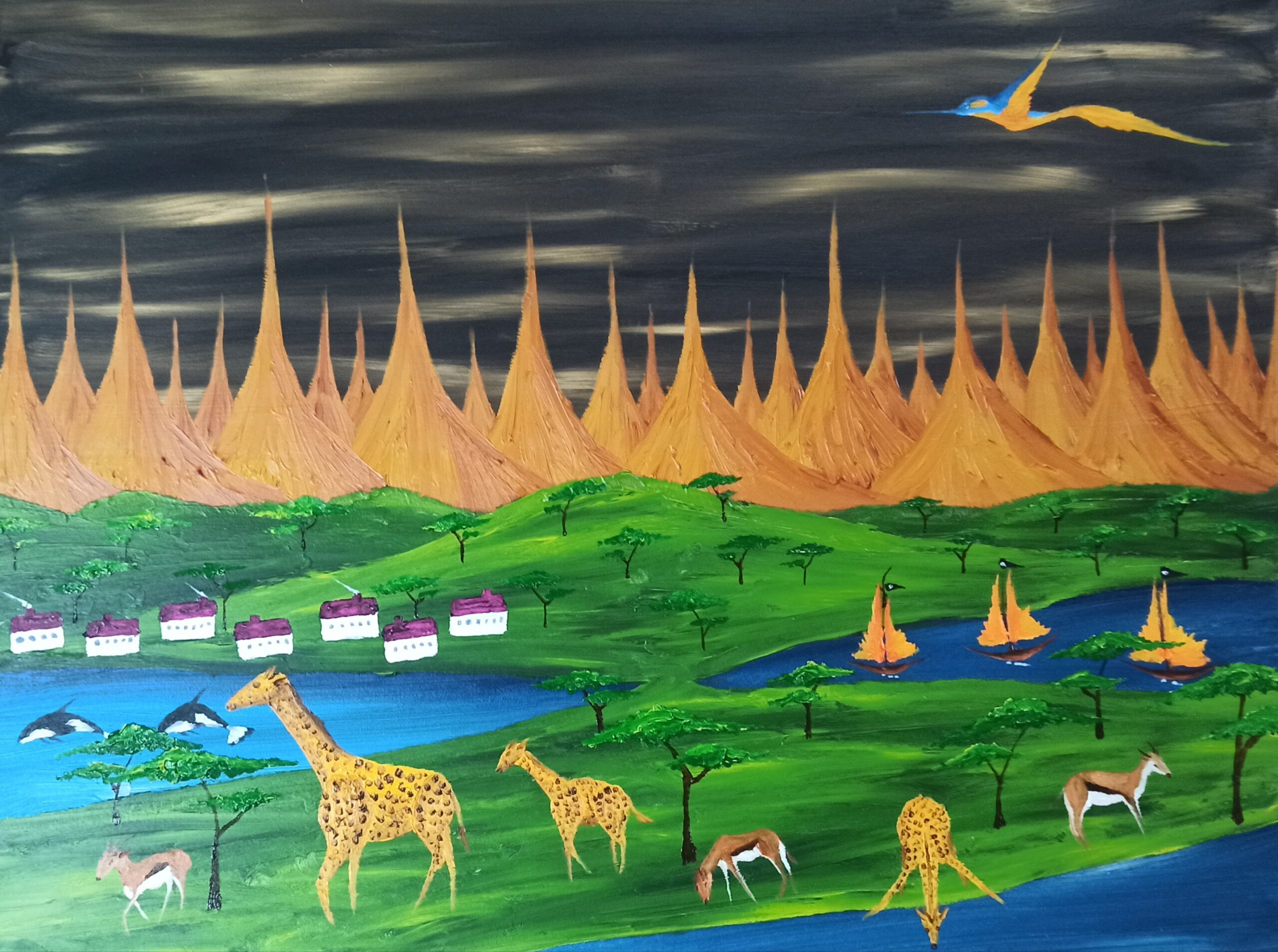 Savanne Öl auf Leinwand 60x80 cm