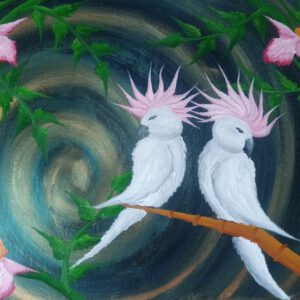 Kakadus Öl auf Leinwand 50x70 cm