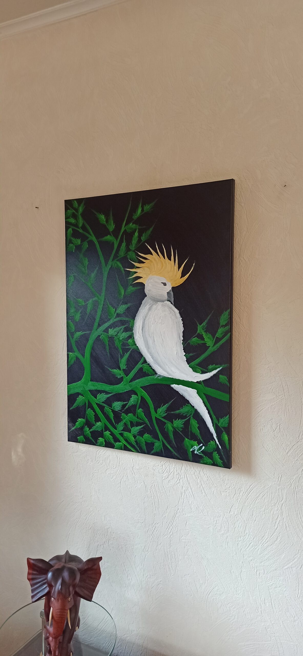 Kakadu Öl auf Leinwand 70x50 cm – Bild 4