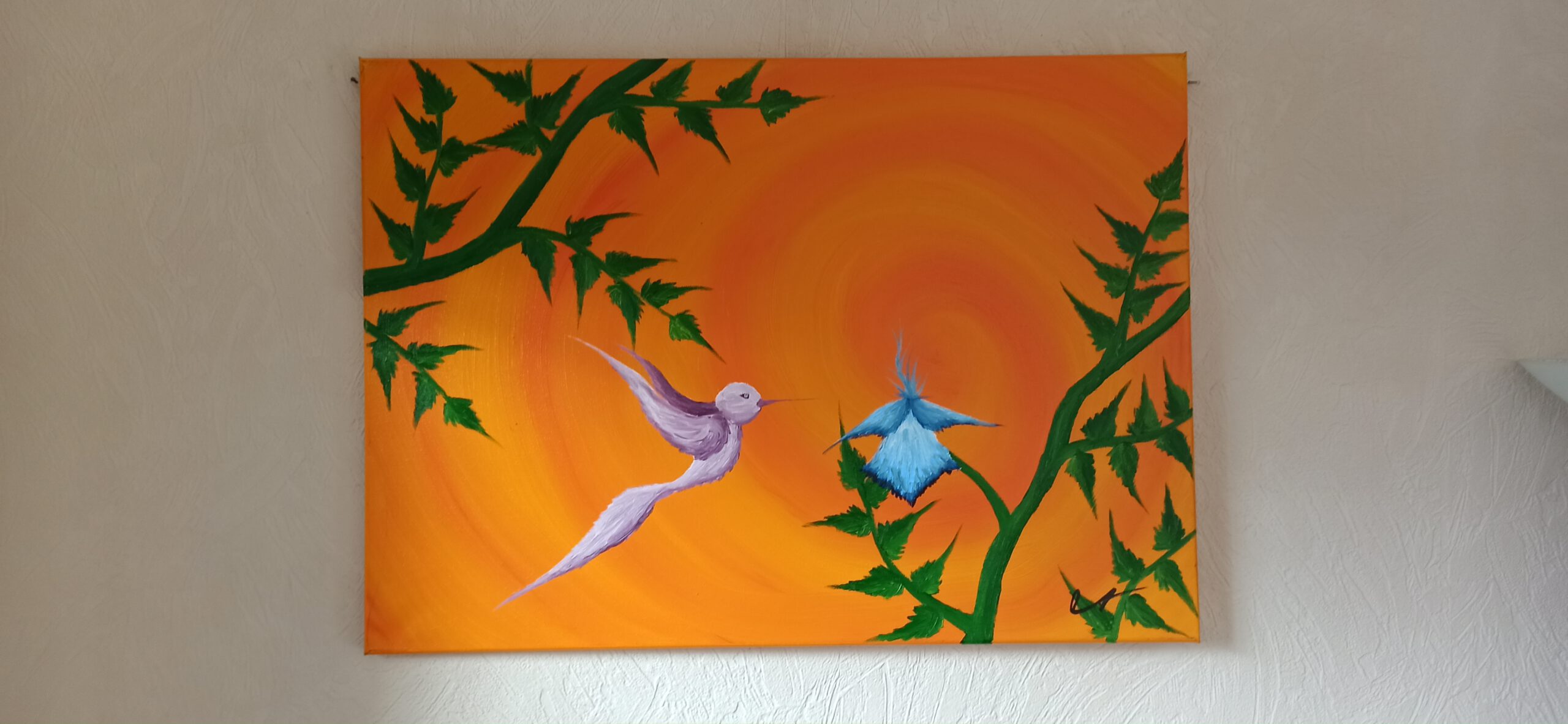 Kolibri Öl auf Leinwand 50x70 cm – Bild 5