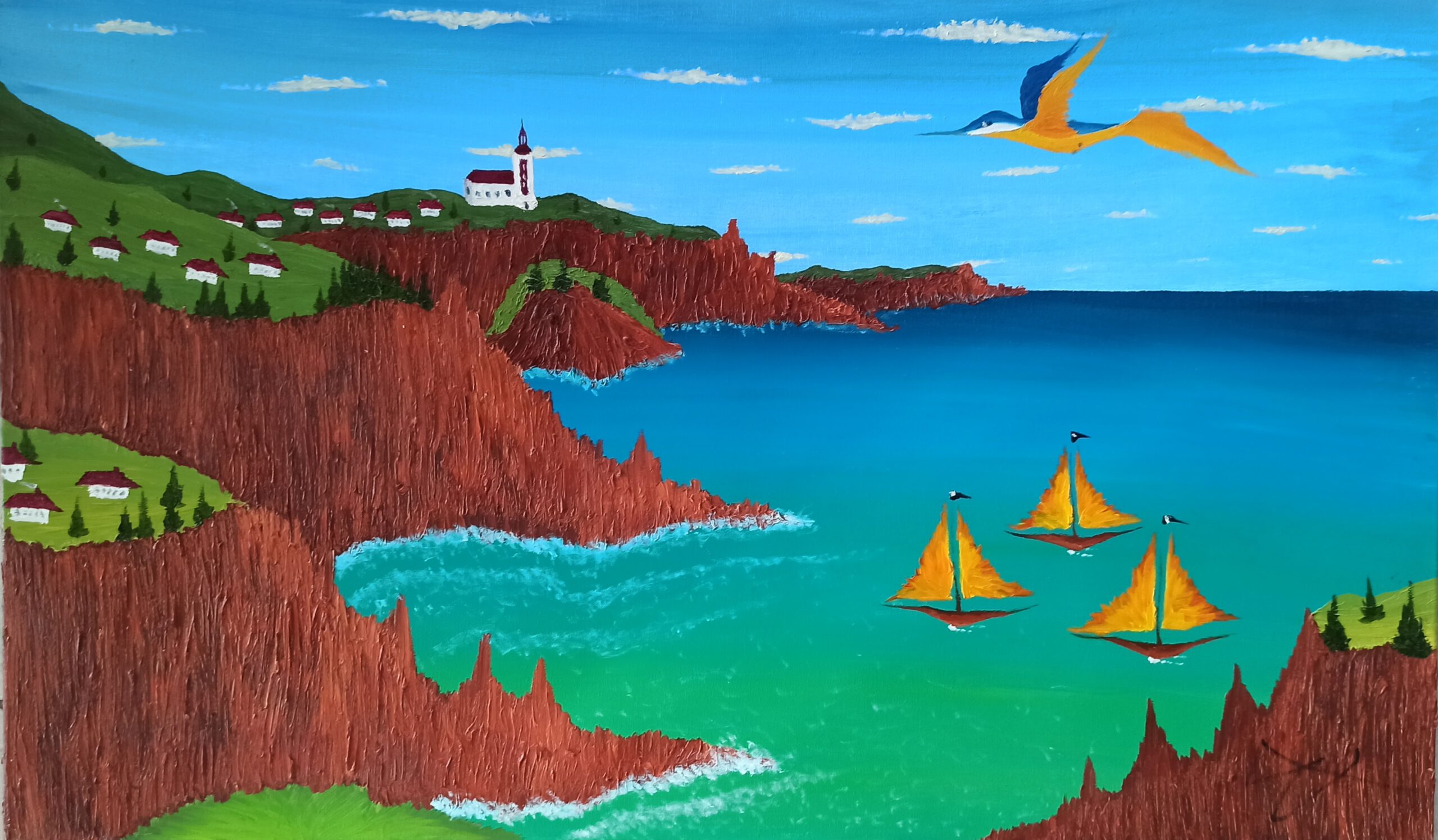 Klippen Öl auf Leinwand 60x100 cm