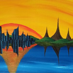 Skyline Öl auf Leinwand 40x100 cm