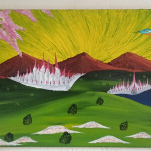 Die weiße Stadt Öl auf Leinwand 50x100 cm