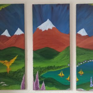 Bucht Öl auf Leinwand 70x90 cm (3x70x30cm)