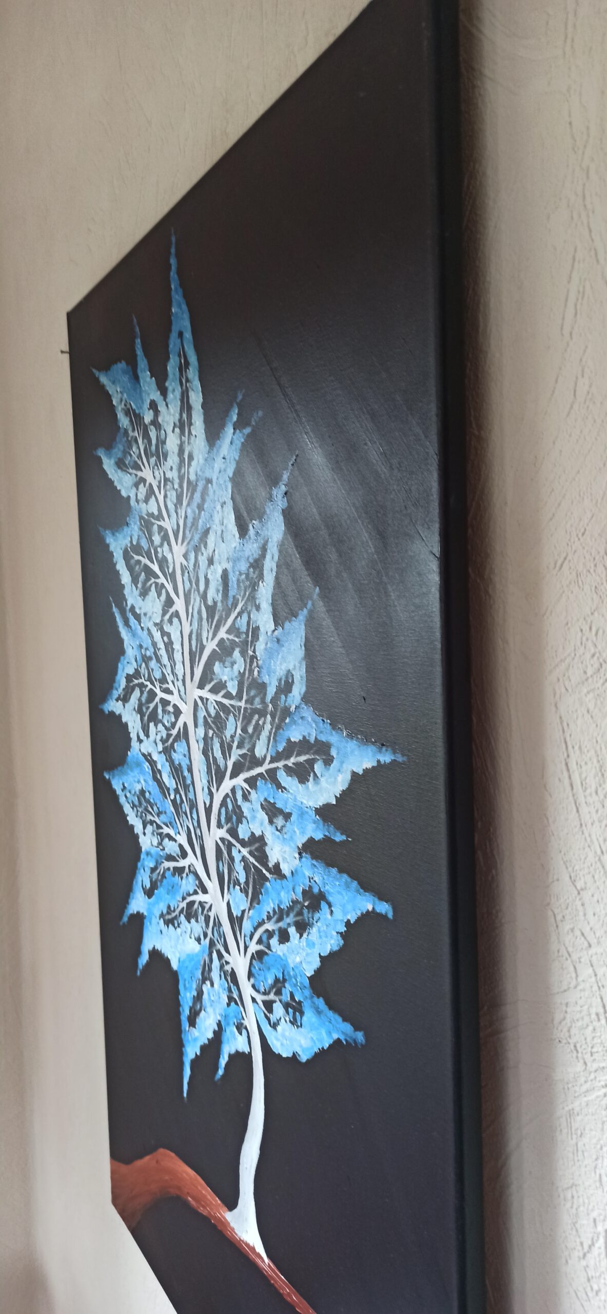 Fantasie Baum Winter Öl auf Leinwand 90x60 cm – Bild 4