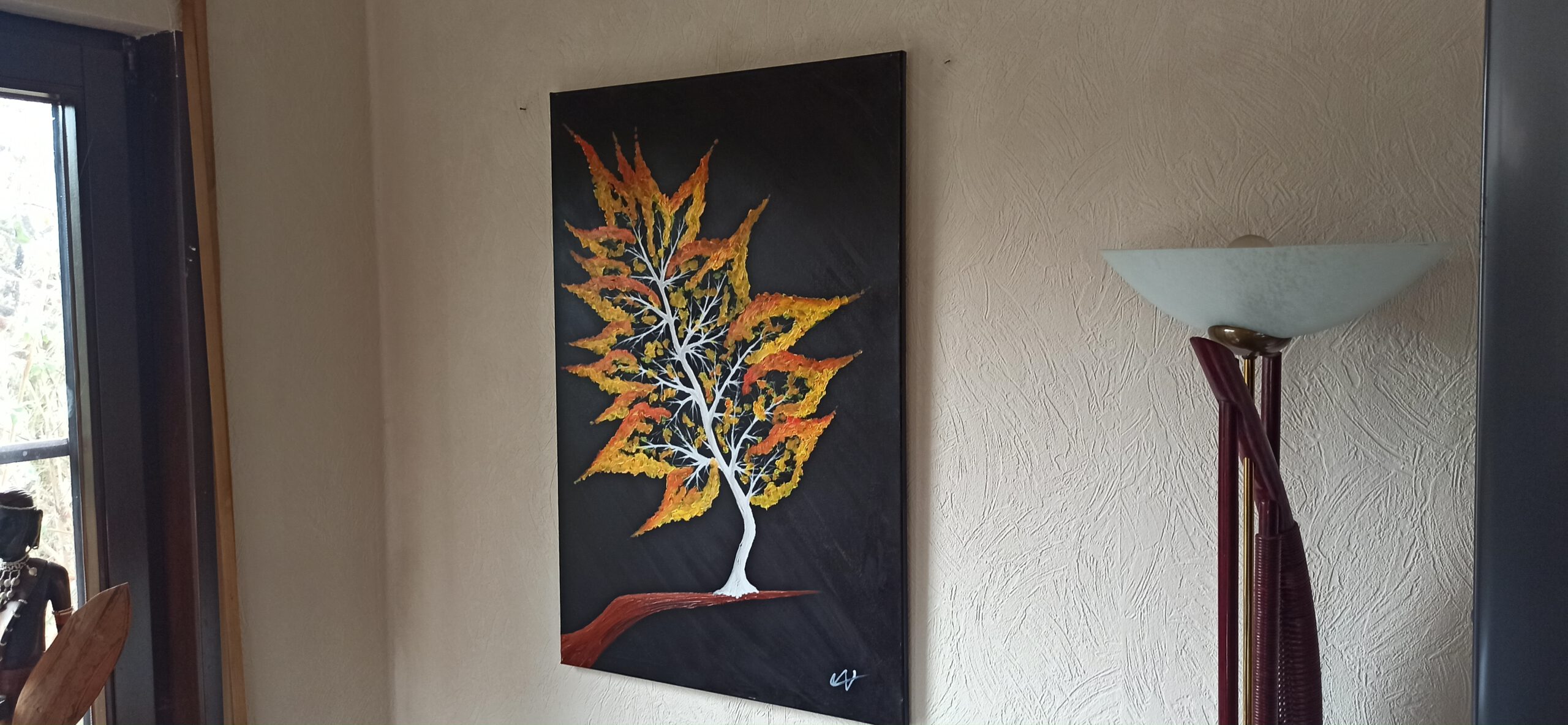 Fantasie Baum Herbst Öl auf Leinwand 90x60 cm – Bild 5