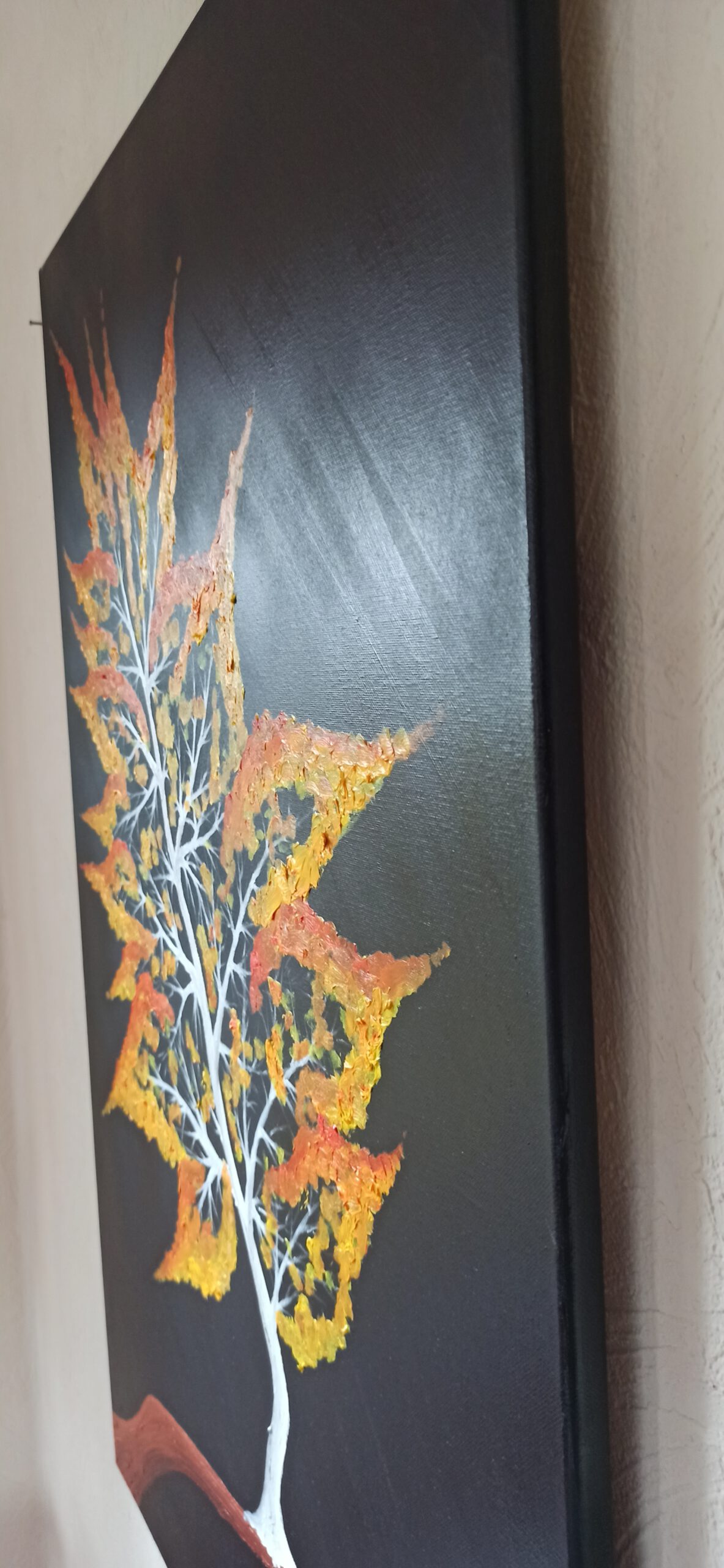 Fantasie Baum Herbst Öl auf Leinwand 90x60 cm – Bild 4