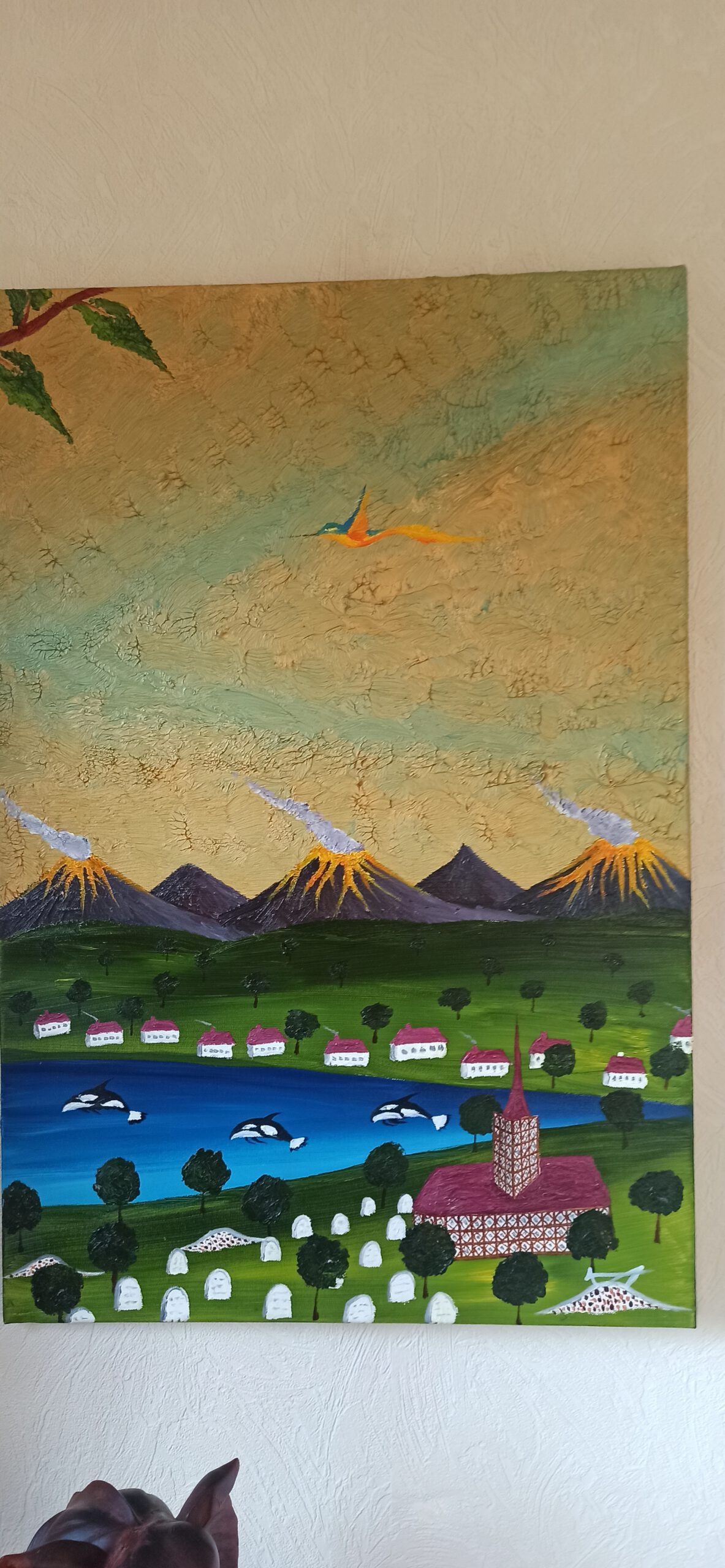 Englische Kirche Öl auf Leinwand 90x60 cm – Bild 2