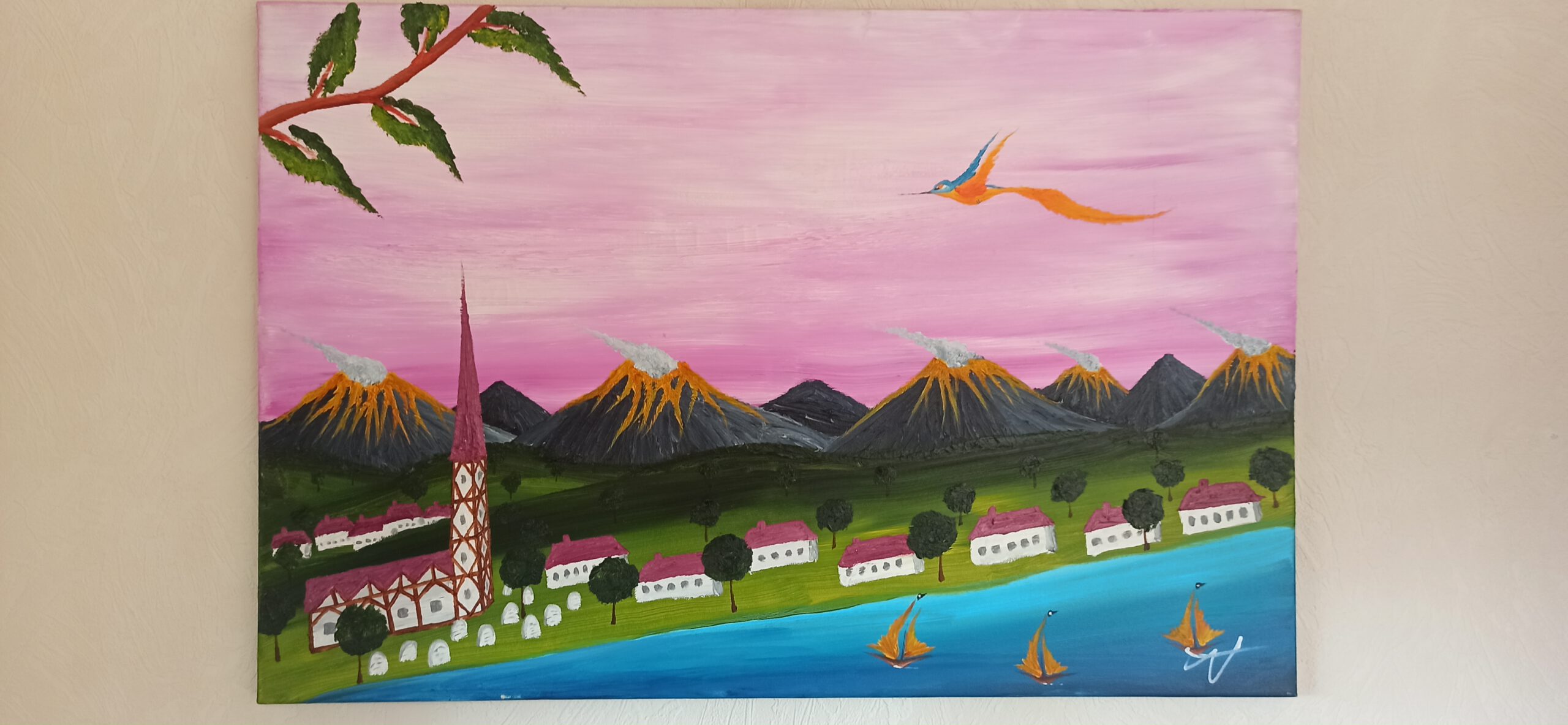 Kirche Öl auf Leinwand 60x90 cm – Bild 2