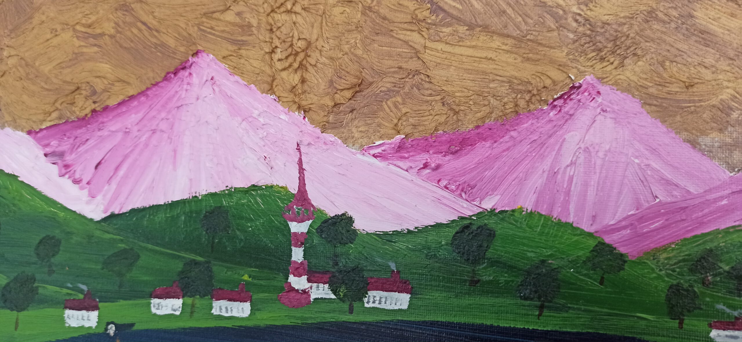 Rosa Berge Öl auf Leinwand 50x70 cm – Bild 4