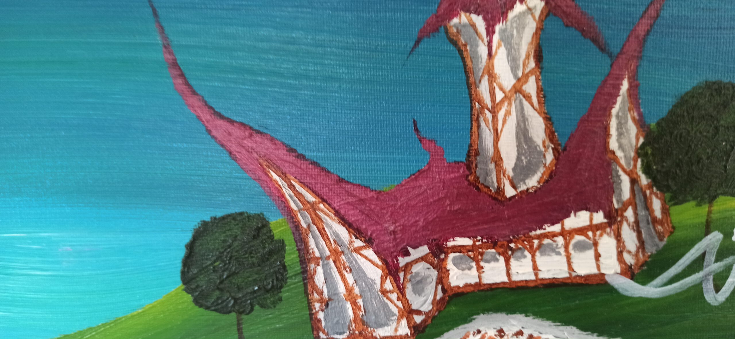 Rosa Berge Öl auf Leinwand 50x70 cm – Bild 3