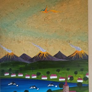 Englische Kirche Öl auf Leinwand 90x60 cm