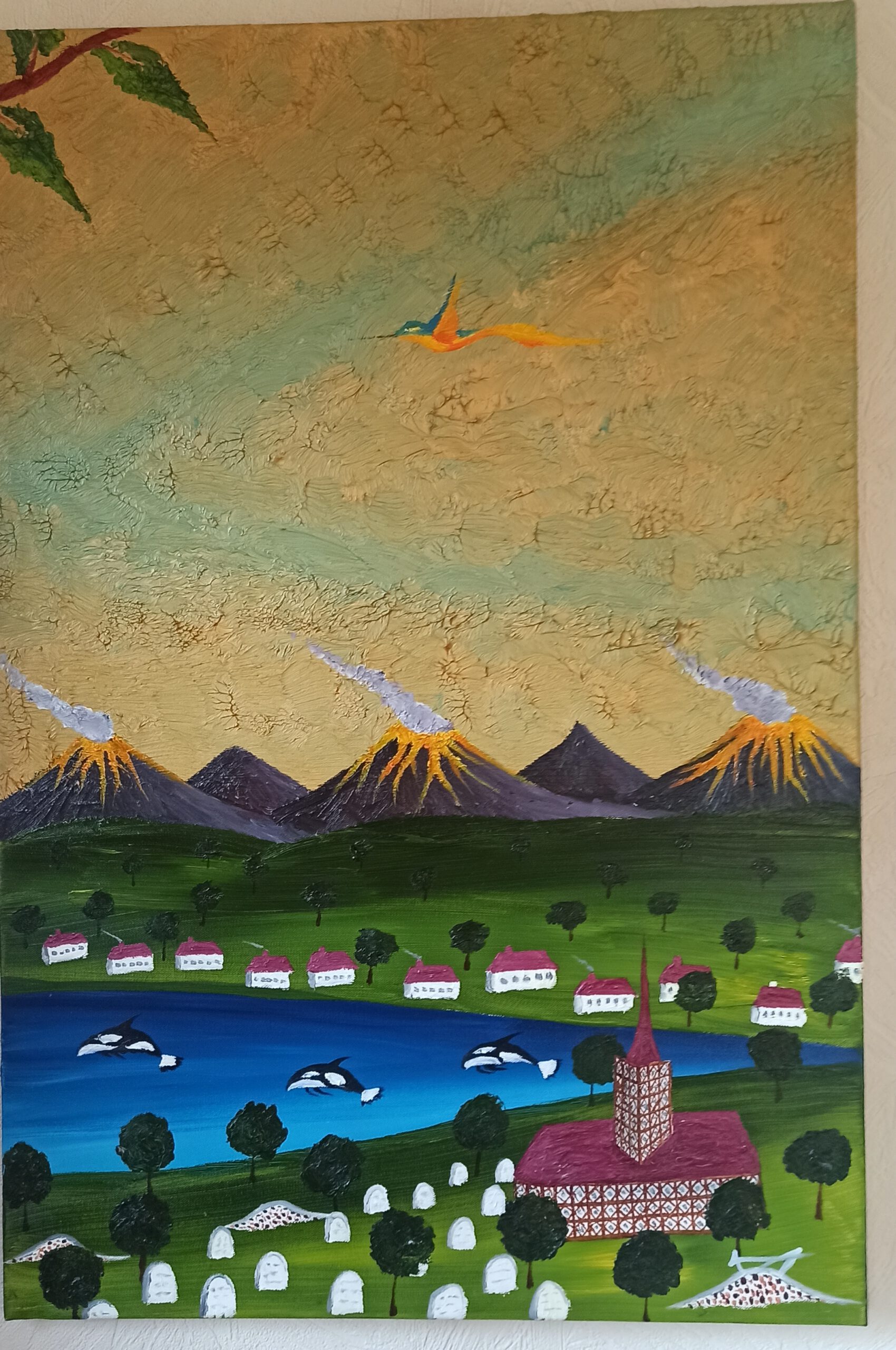 Englische Kirche Öl auf Leinwand 90x60 cm