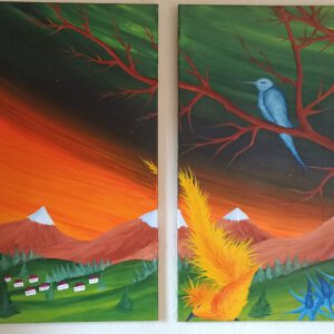 Feuerschwanz Öl auf Leinwand 80x100 cm (2x80x50 cm)