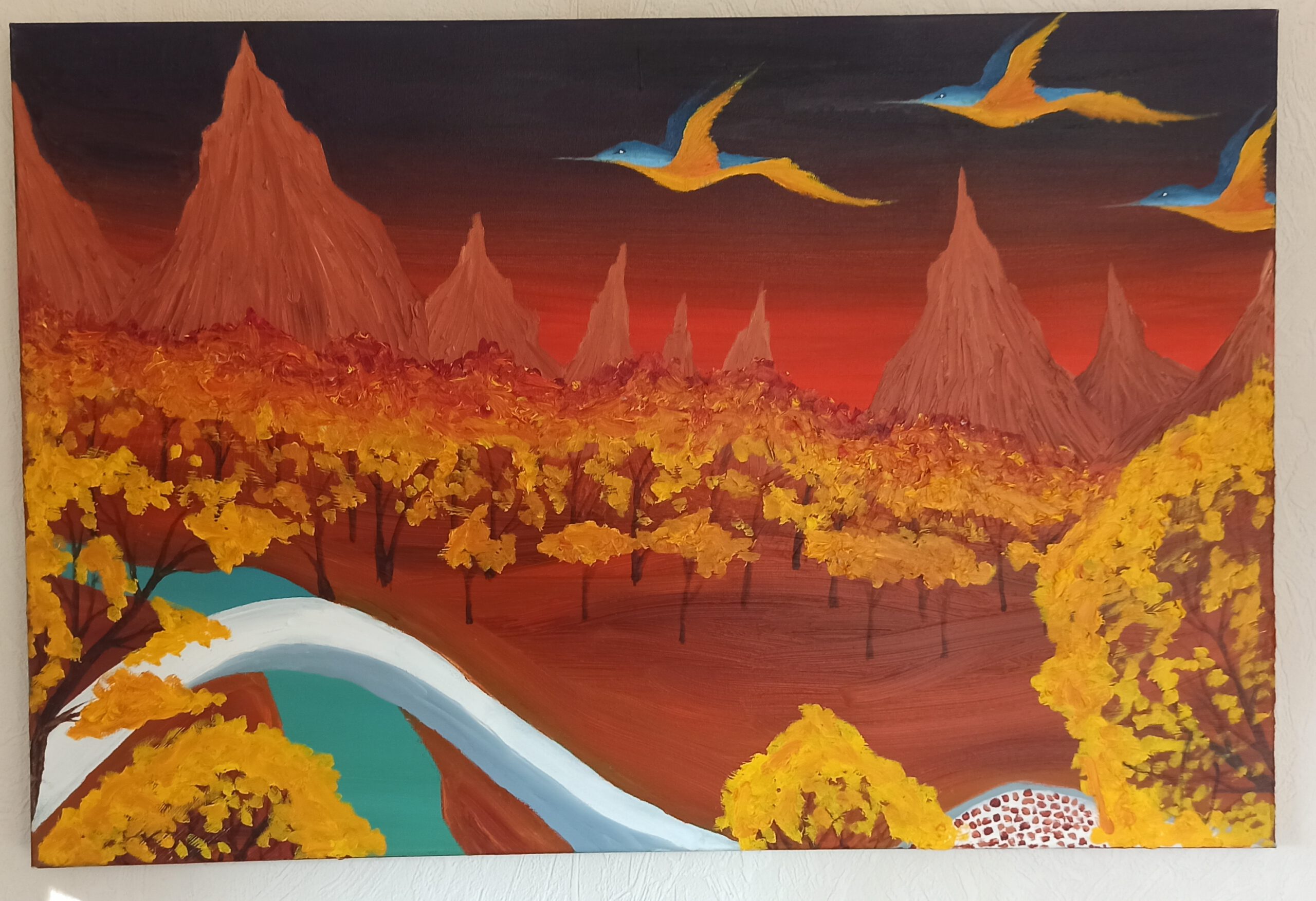 Herbstlandschaft Öl auf Leinwand 60x90 cm