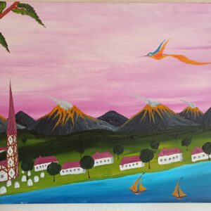 Kirche Öl auf Leinwand 60x90 cm