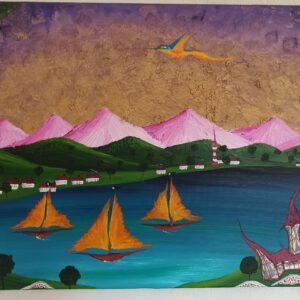 Rosa Berge Öl auf Leinwand 50x70 cm