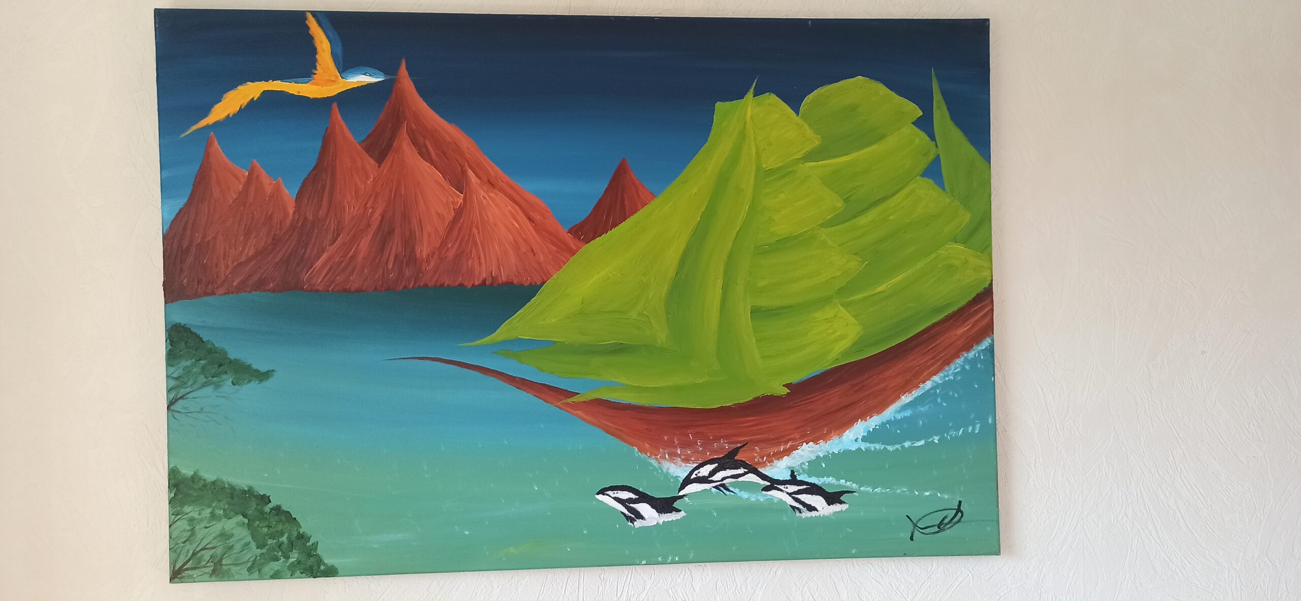 Das Schiff Öl auf Leinwand 60x90 cm – Bild 2