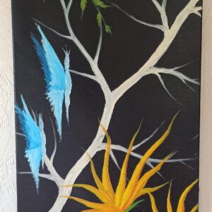 Blumen und Schmetterlinge Öl auf Leinwand 100x40 cm