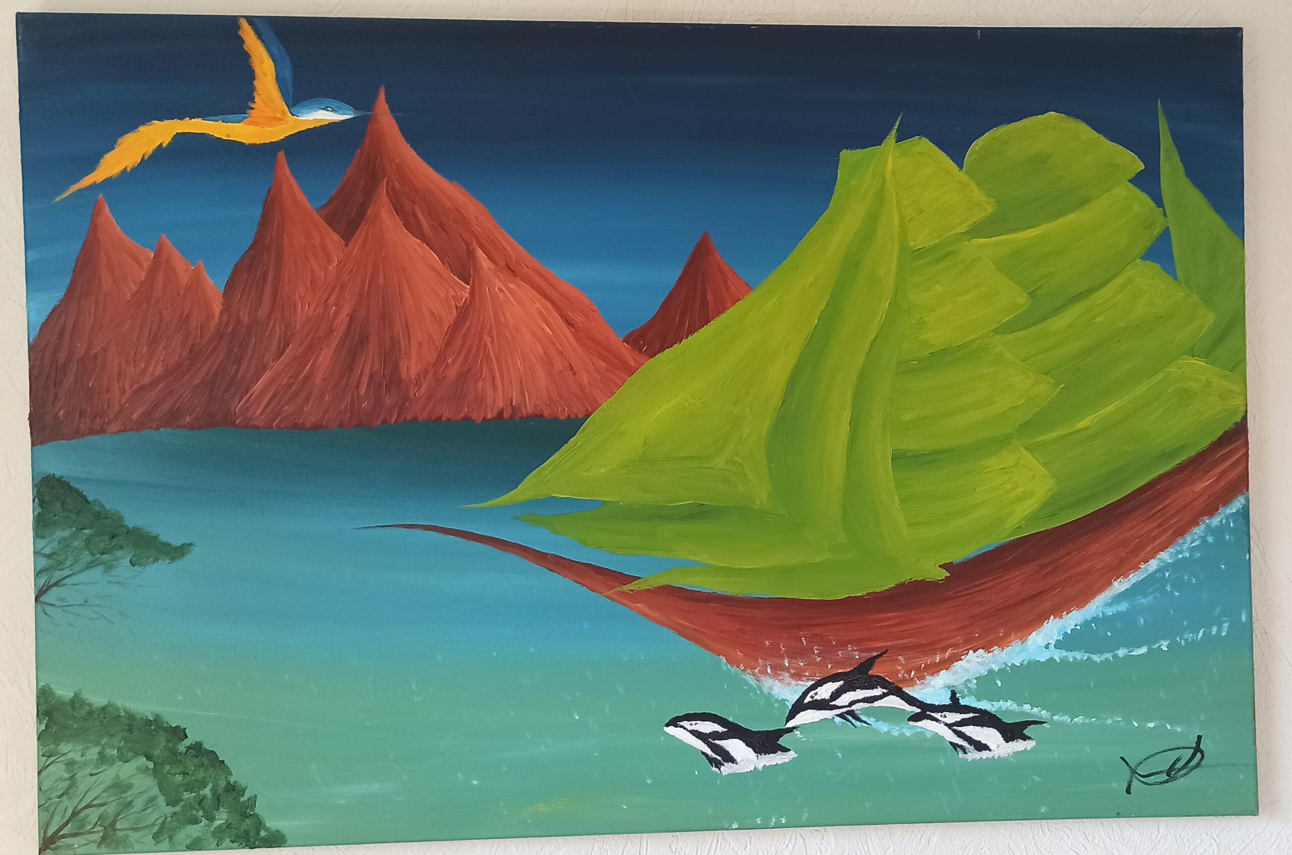 Das Schiff Öl auf Leinwand 60x90 cm