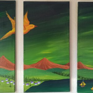 Landschaft am Polarkreis Öl auf Leinwand 60x90 cm (3x60x30cm)
