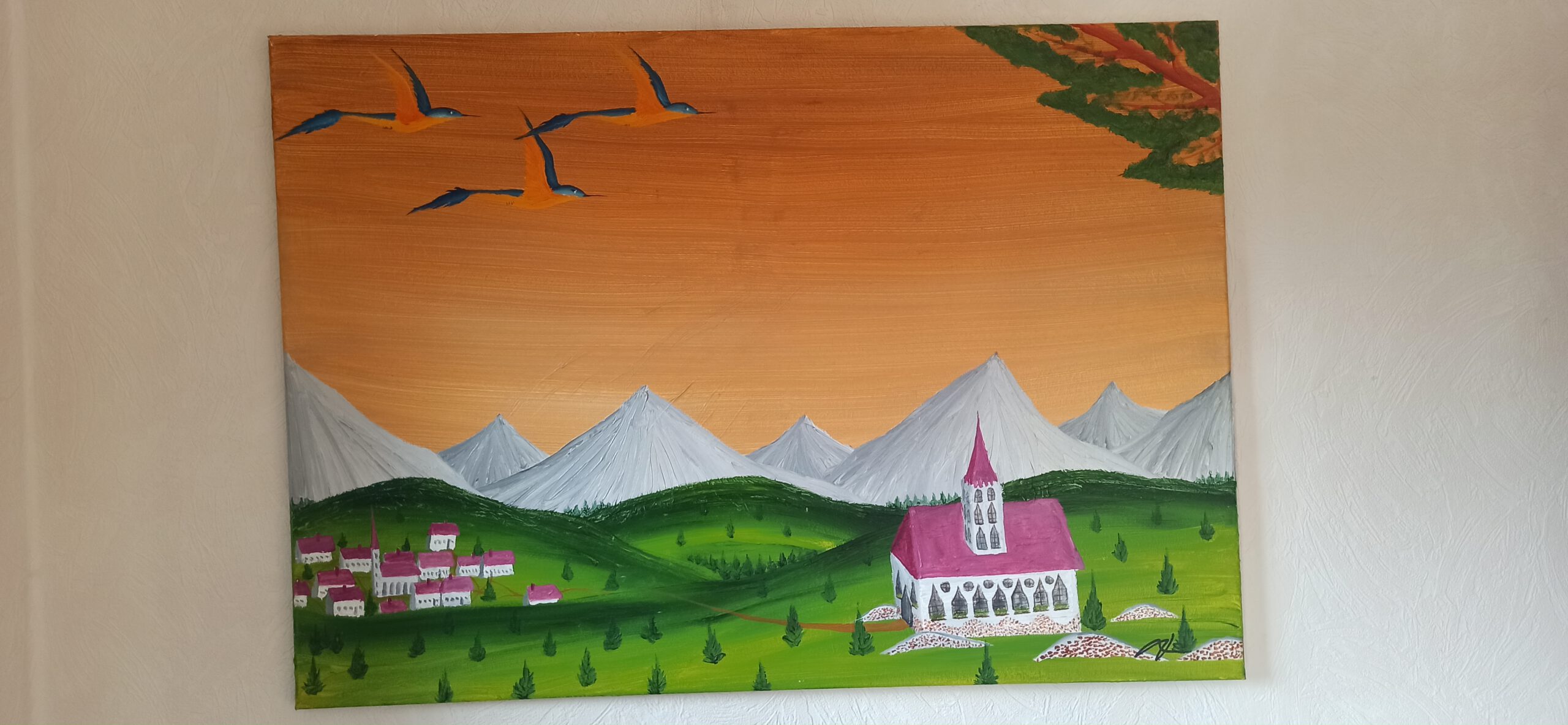 Englische Kirche 2 Öl auf Leinwand 70x100 cm – Bild 2