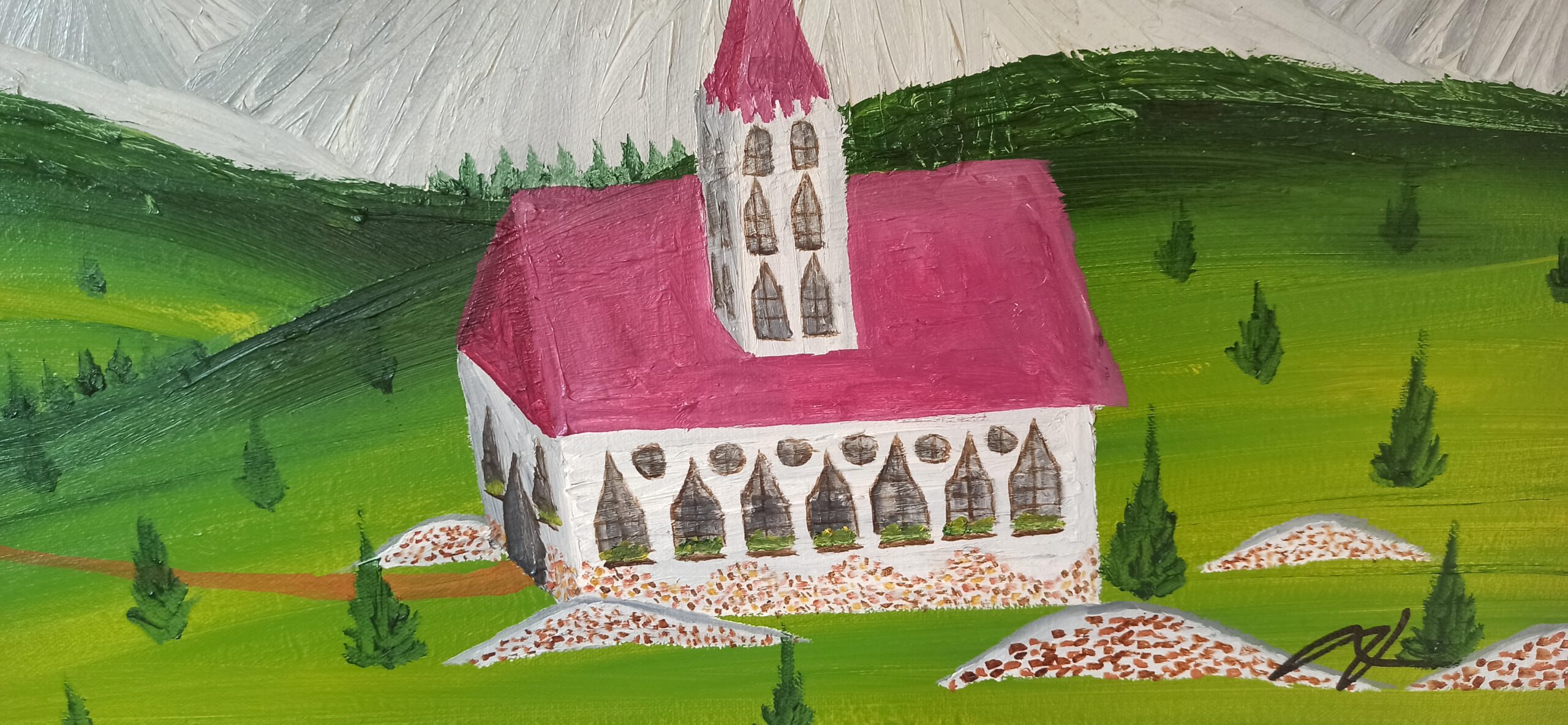 Englische Kirche 2 Öl auf Leinwand 70x100 cm – Bild 5