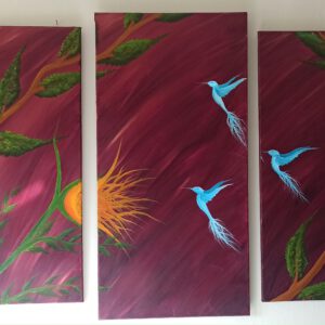 Kolibri 4 Öl auf Leinwand 100x170 cm (1x100x50, 2x90x30, 2x80x30 cm)