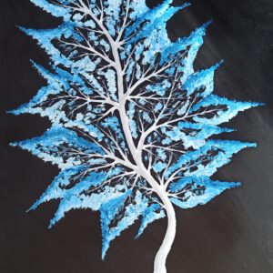 Fantasie Baum Winter Öl auf Leinwand 90x60 cm