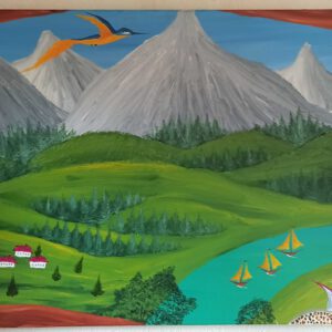 Berge Öl auf Leinwand 60x100 cm
