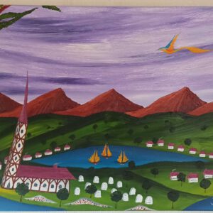 Schiefe Kirche Öl auf Leinwand 60x80 cm