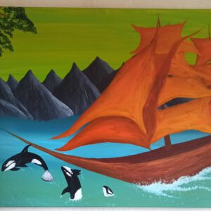 Das Schiff 3 Öl auf Leinwand 60x90 cm