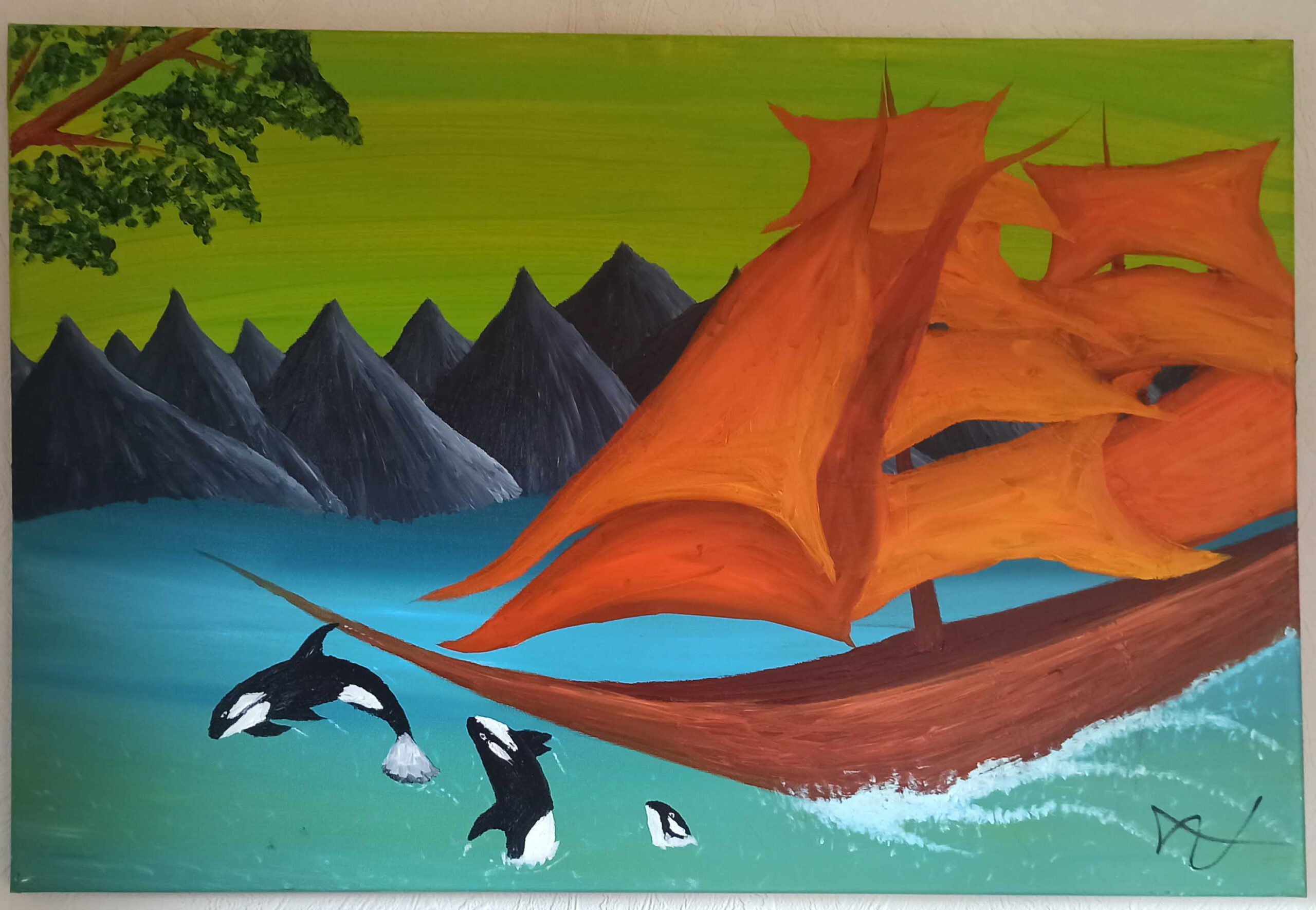 Das Schiff 3 Öl auf Leinwand 60x90 cm