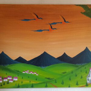 Wachhütte Öl auf Leinwand 70x100 cm