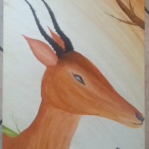 Antilope, Öl auf Papier, 48x36 cm
