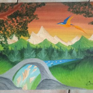 Brücke, Öl auf Papier, 42x56 cm