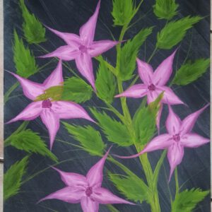 Magenta Blumen, Öl auf Papier, 56x42 cm