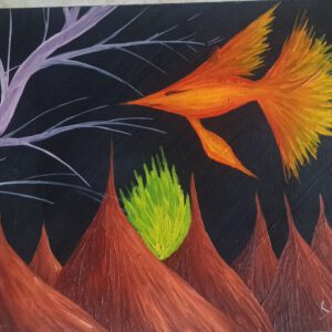 Kampffisch, Öl auf Papier, 33x41 cm