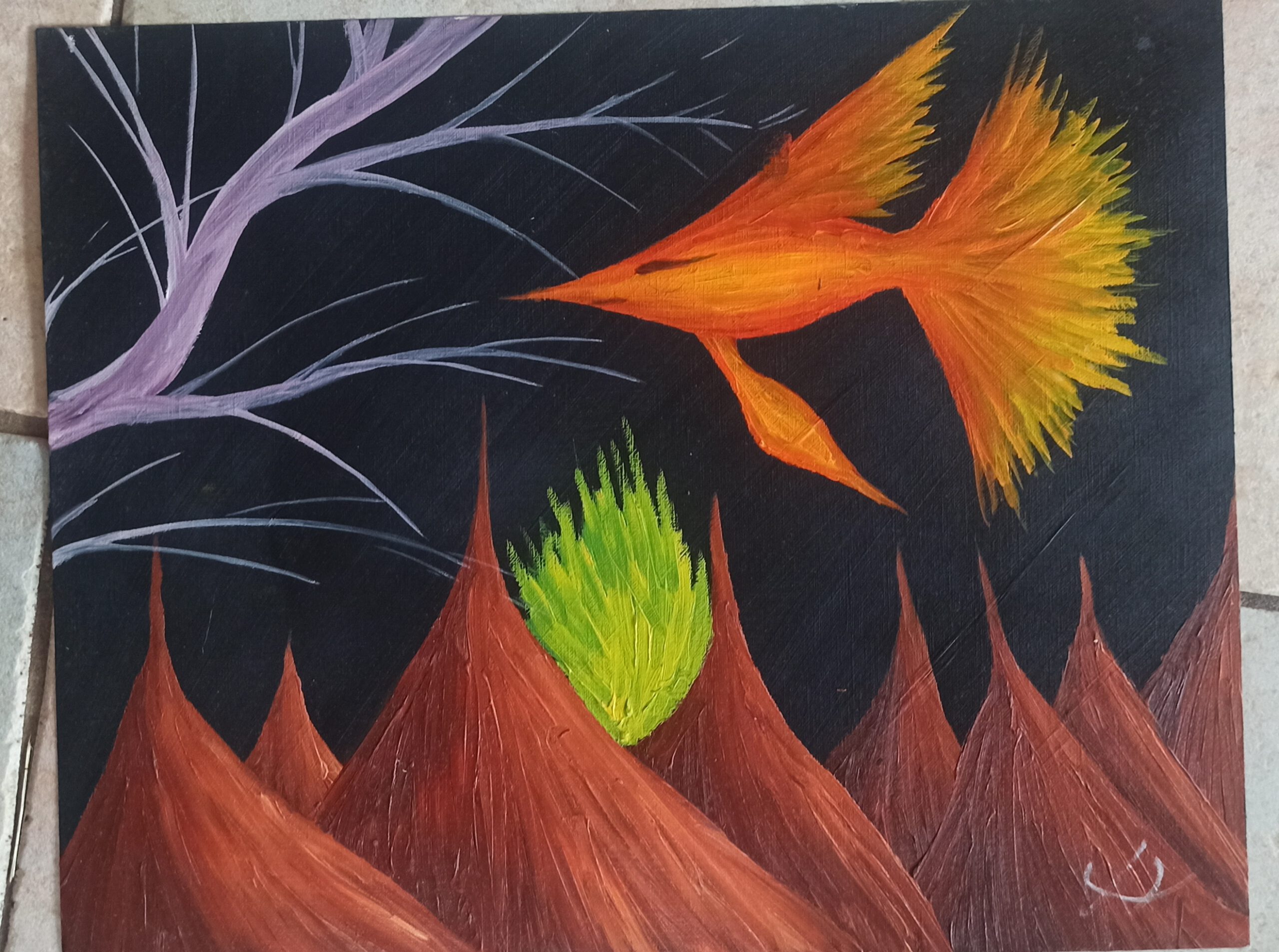 Kampffisch, Öl auf Papier, 33x41 cm