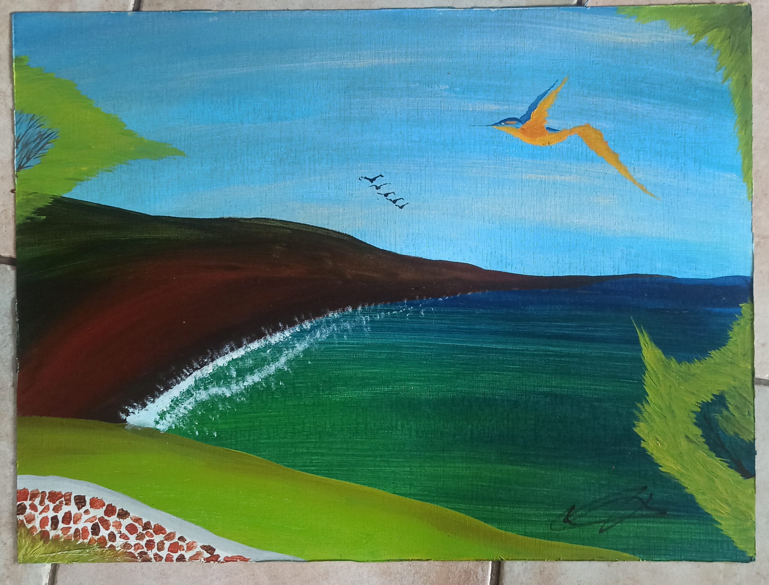 Bucht, Öl auf Papier, 42x56 cm
