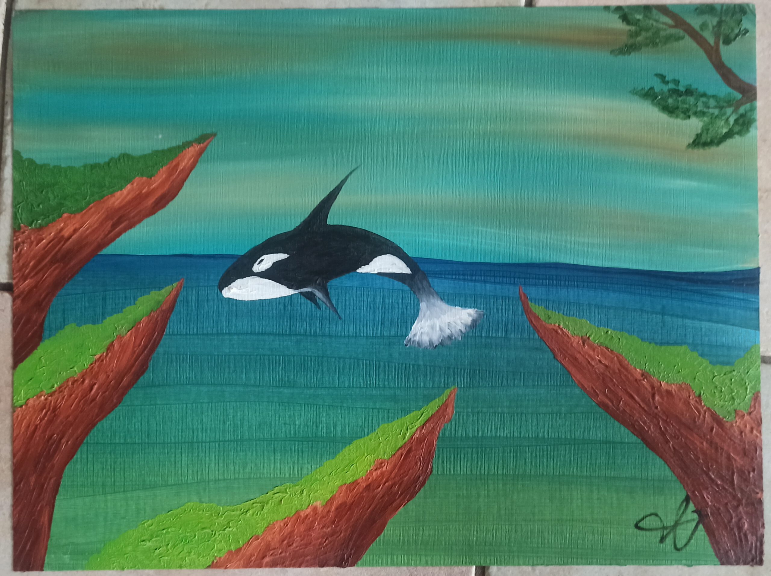 Orca, oil on paper, 36x48 cm