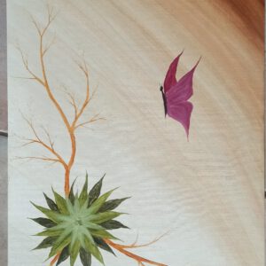 Blume und Schmetterling, Öl auf Papier, 36x48 cm