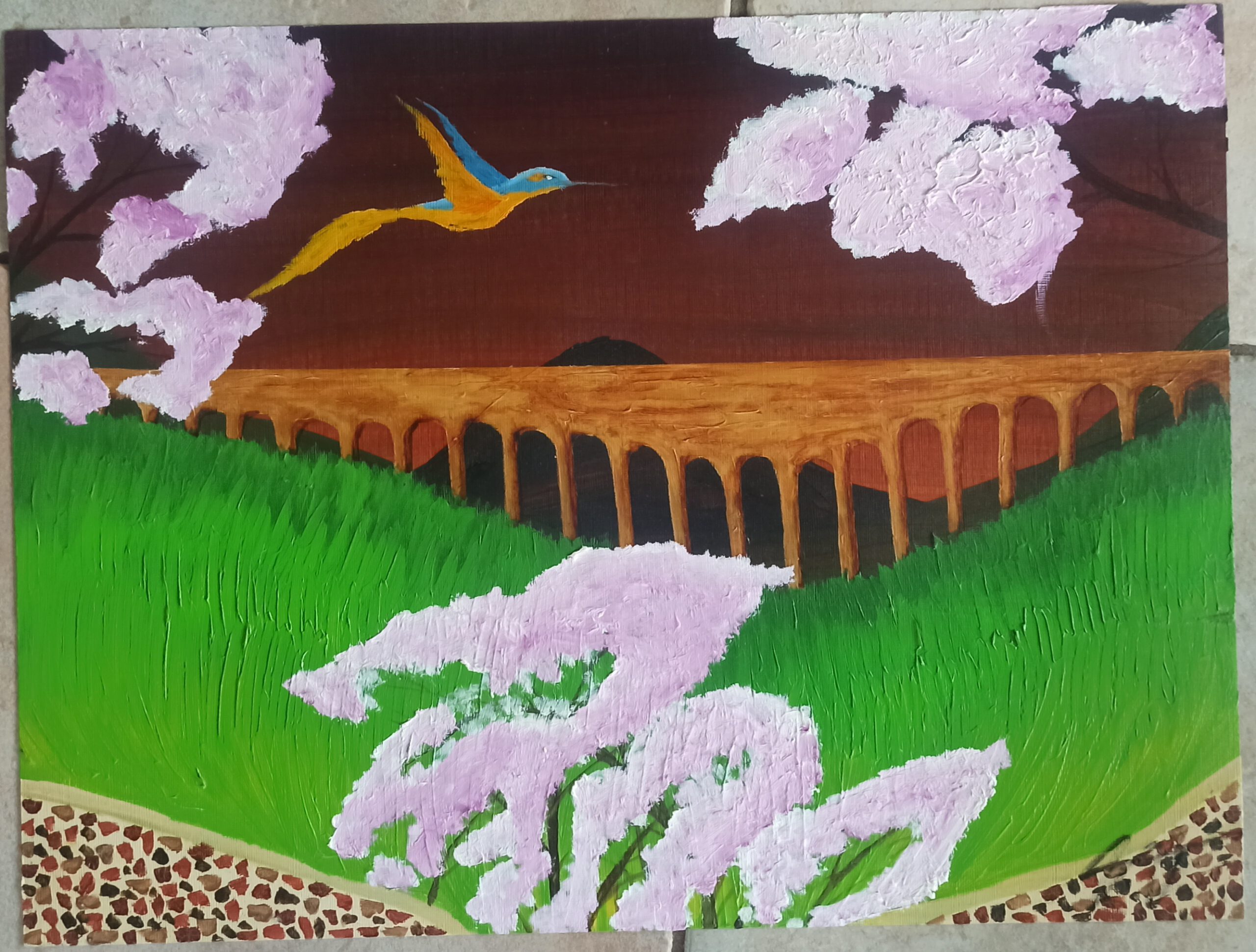 Viadukt, Öl auf Papier, 36x48 cm
