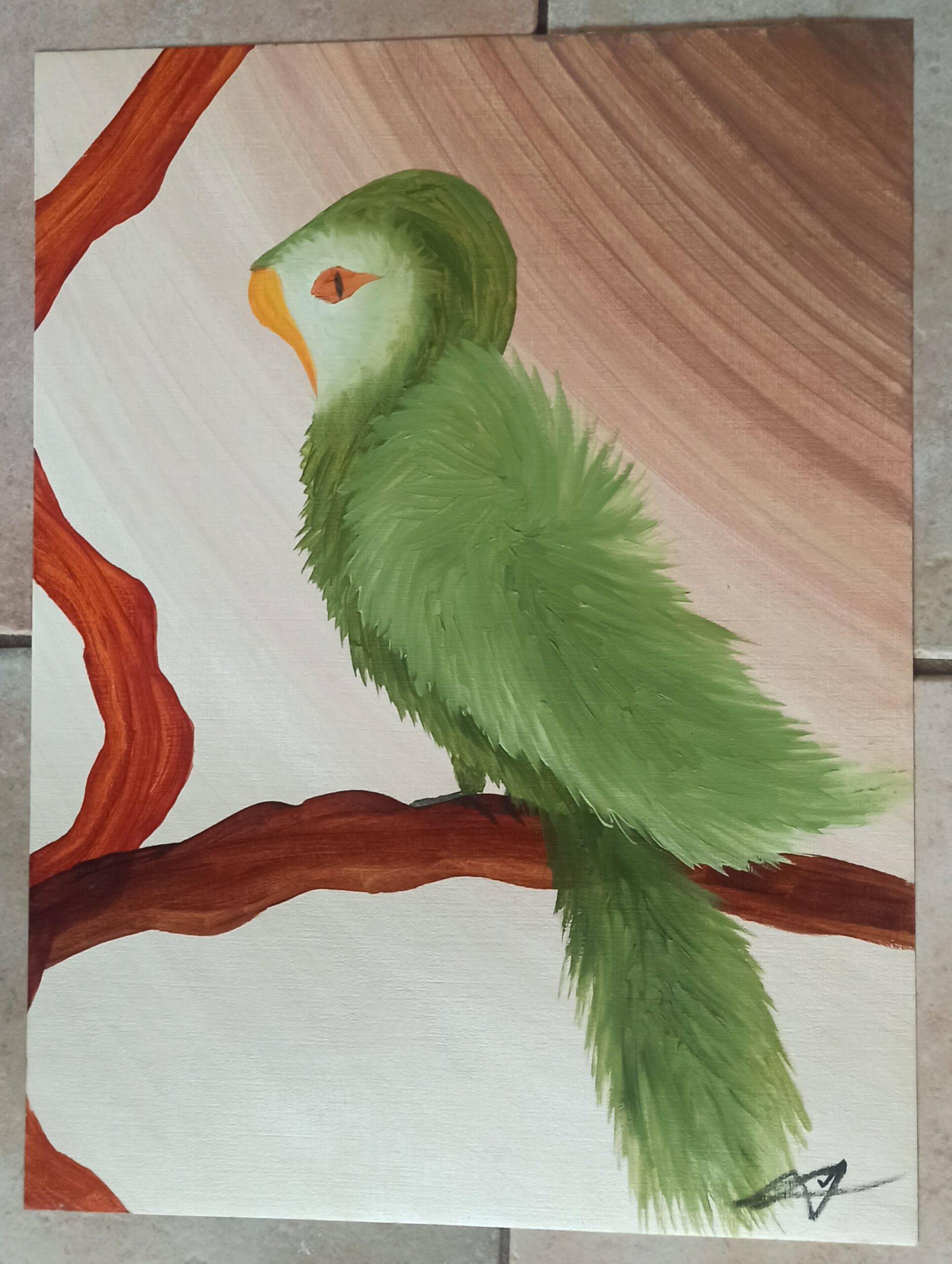 Eule, Öl auf Papier, 48x36 cm