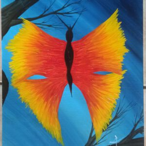 Schmetterling, Öl auf Papier, 48x36 cm