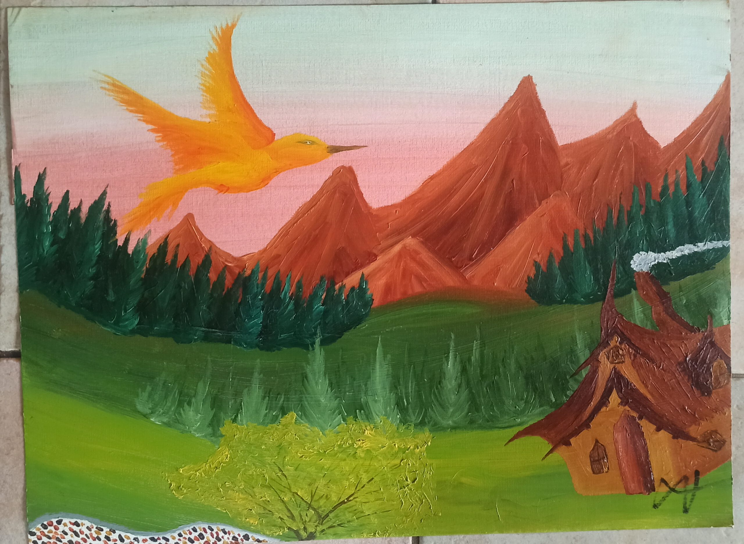 Hexenhaus, Öl auf Papier, 42x56 cm