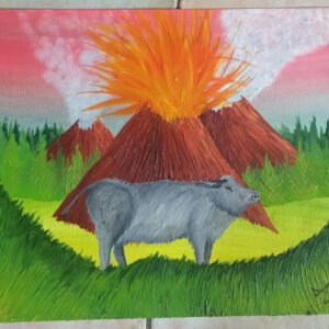Wasserbüffel, Öl auf Papier, 42x56 cm