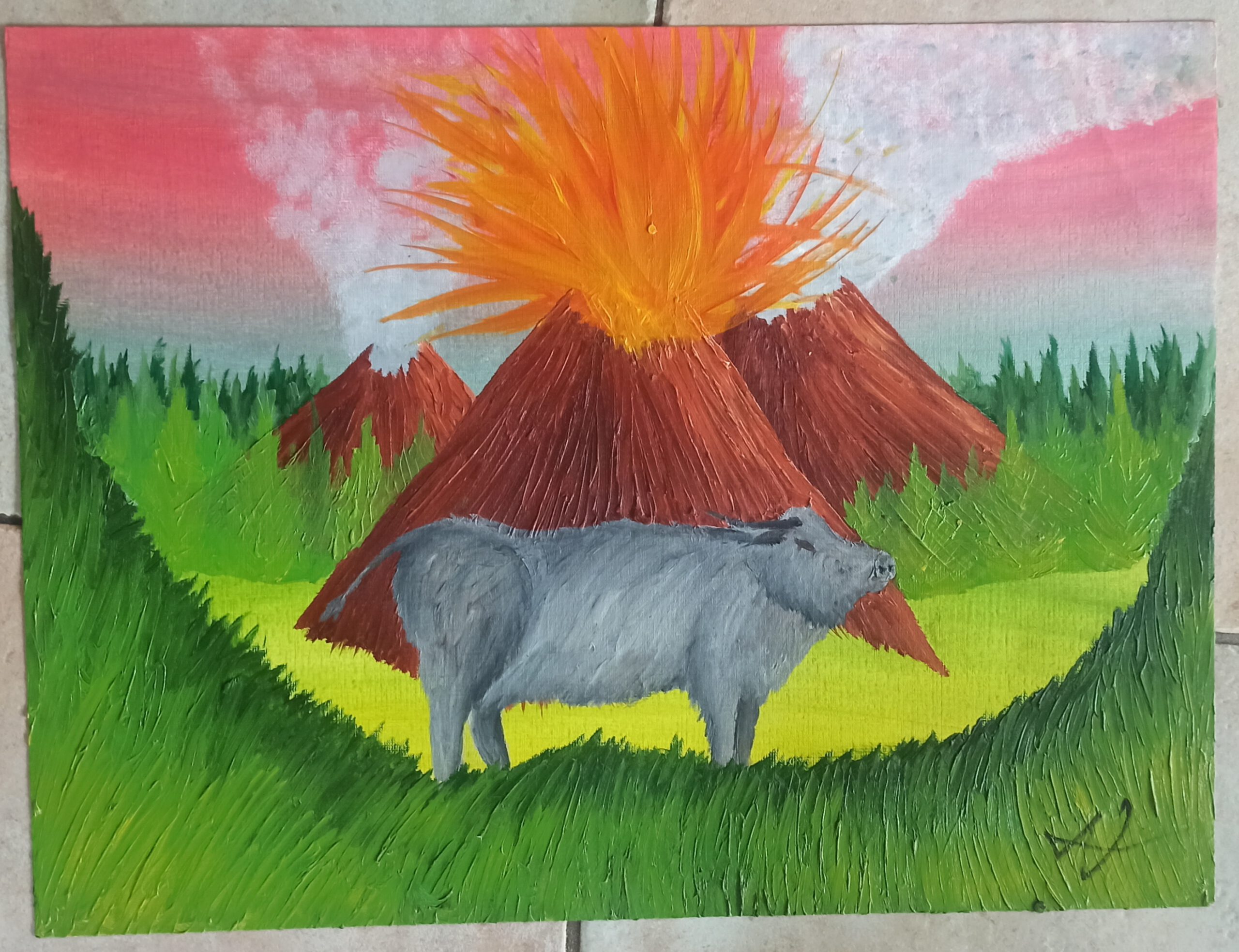 Water Buffalo, oil on paper, 42x56 cm